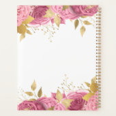 Roze Gouden Bloemrozen Elegante Trouw Planner (Achterkant)