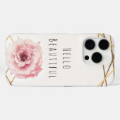Roze & Gouden Bloemschikking Pioen Glam Douane Case-Mate iPhone Case (Achterkant (horizontaal))