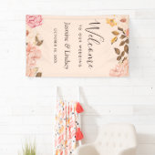 Roze Gouden Bloemstuk Bruiloftsfeest Banner (Insitu)