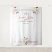 Roze Gouden Bloemstukken Goud MIS QUINCE AÑOS Wandkleed (Voorkant)