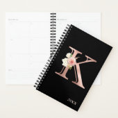 Roze Gouden Blos Bloemachtige Jaarlijkse Monogram  Planner (Display)