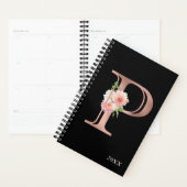Roze Gouden Blos Bloemige Jaarlijkse Monogram Lett Planner (Display)