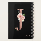 Roze Gouden Blos Bloemige Jaarlijkse Monogram Lett Planner (Achterkant)