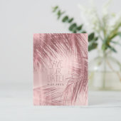 Roze Gouden Blos Roze Palmboom Save The Date Aankondigingskaart (Staand voorkant)