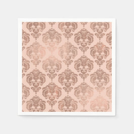 Roze Gouden Blozende Roze Moderne Glam Damask Servet