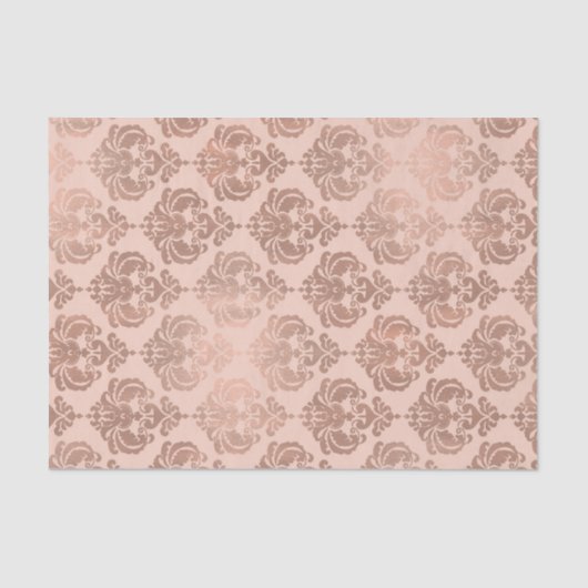 Roze Gouden Blozende Roze Moderne Glam Damask Tissuepapier (Voorkant)