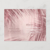 Roze Gouden Blozende Roze Palmbomen Bewaar De Datu Aankondigingskaart (Achterkant)