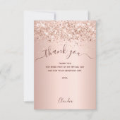 Roze gouden blush bedankkaart (Voorkant)