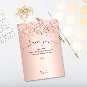 Roze gouden blush bedankkaart