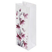 Roze Gouden Blush Bloemen Wijn Cadeautas (Achterkant Gekanteld)