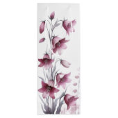 Roze Gouden Blush Bloemen Wijn Cadeautas (Achterkant)