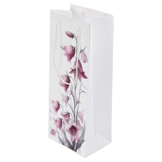 Roze Gouden Blush Bloemen Wijn Cadeautas (Voorkant Gekanteld)
