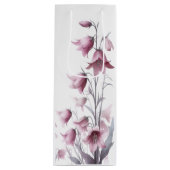 Roze Gouden Blush Bloemen Wijn Cadeautas (Voorkant)
