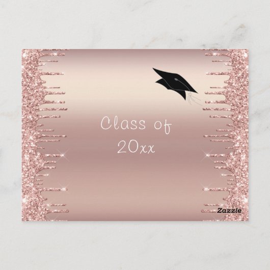 Roze Gouden Blush Druppels op je diploma feest uit Briefkaart (Achterkant)