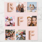Roze gouden blush foto collage vriendin wijn etiket (Enkel label)