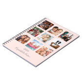 Roze gouden blush fotocollage monogram notitieboek (Linkerzijde)