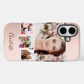 Roze gouden blush fotocollage naam Case-Mate iPhone case (Achterkant (horizontaal))