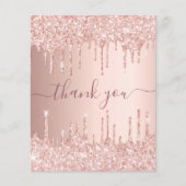 Roze gouden blush glinster druppels dank je wel flyer (Voorkant)