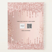 Roze gouden blush glinster druppels naam 2023 planner (Achterkant)