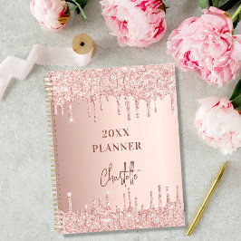 Roze gouden blush glinster druppels naam 2023 planner