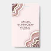 Roze Gouden Blush Glitter Agate Geode Luxe ID Badg Badge (Achterkant)