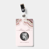 Roze Gouden Blush Glitter Agate Geode Luxe ID Badg Badge (Voorzijde met clip)