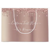 Roze Gouden Blush Glitter Douane Tekst Cadeautas (Voorkant)