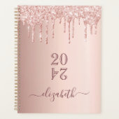 Roze gouden blush glitter druppels 2027 planner (Voorkant)