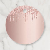Roze gouden blush glitter druppels bedankt bedankjes labels (Achterkant)