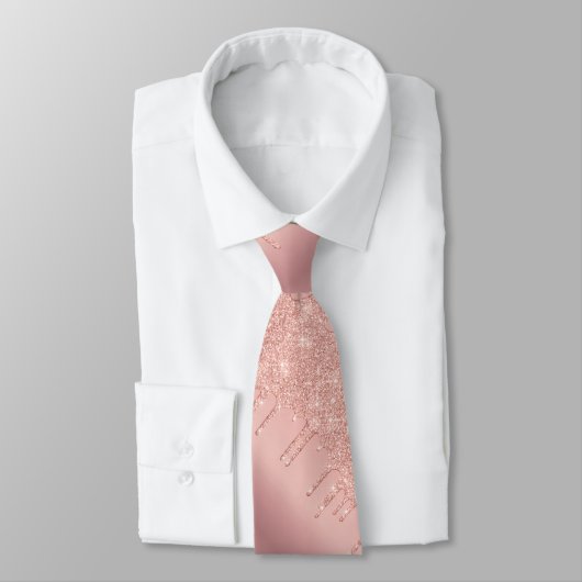 Roze Gouden Blush Glitter Druppels Halsband Stropdas (Gebonden)