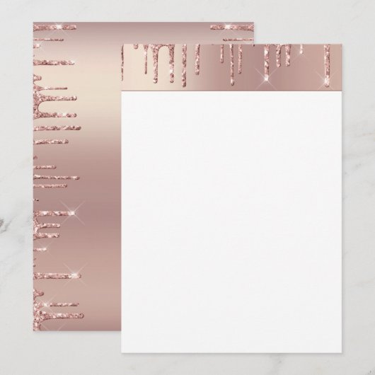 Roze Gouden Blush Glitter Glans Drips Chic Luxe Menu (Voorkant / Achterkant)