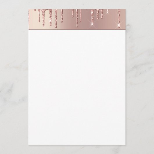 Roze Gouden Blush Glitter Glans Drips Chic Luxe Menu (Voorkant)