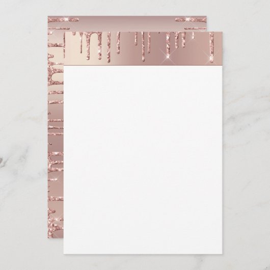 Roze Gouden Blush Glitter Glans Druppels Chic Luxe Menu (Voorkant / Achterkant)