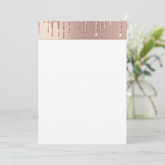 Roze Gouden Blush Glitter Glans Druppels Chic Luxe Menu (Staand voorkant)