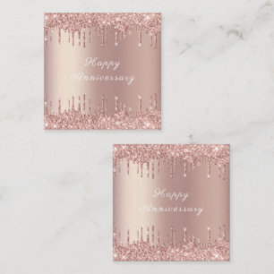 Roze Gouden Blush Glitter Glans Gelukkig Jubileum Notitiekaartje