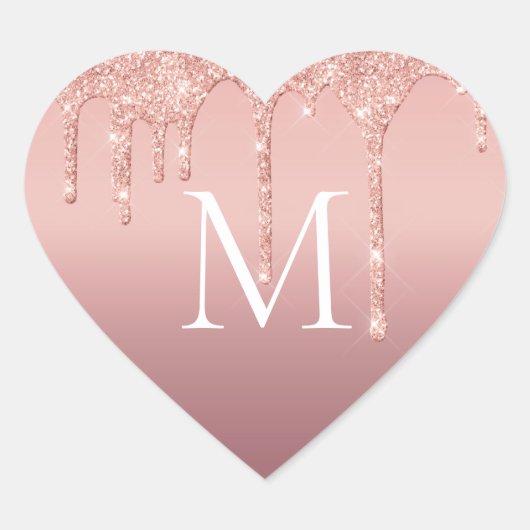 Roze Gouden Blush Glitter Monogram Letter Sticker (Voorkant)
