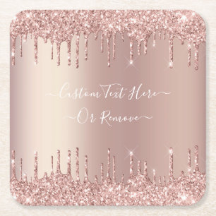 Roze Gouden Blush Glitter Papier Onderzetter Aange