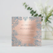 Roze Gouden Blush Glitter Poeder Bloemig Blauw Roz Kaart (Staand voorkant)