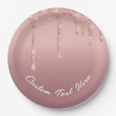 Roze Gouden Blush Glitter Tekst Naam Papieren Bord (Voorkant)