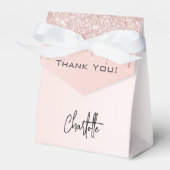 Roze gouden blush glitterdruppels naam dank je bedankdoosjes (Voorkant Zijde)
