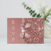 Roze Gouden Blush Glitters Boog RSVP Kaartje (Staand voorkant)