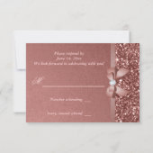 Roze Gouden Blush Glitters Boog RSVP Kaartje (Achterkant)