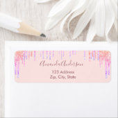 Roze gouden blush glitterspare retouradreslabel etiket (Insitu)