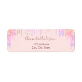 Roze gouden blush glitterspare retouradreslabel etiket (Voorkant)