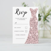 Roze Gouden Blush Jurk Alle Gelegenheden Verjaarda RSVP Kaartje (Staand voorkant)