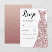 Roze Gouden Blush Jurk Alle Gelegenheden Verjaarda RSVP Kaartje (Voorkant / Achterkant)