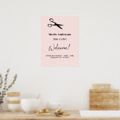 Roze gouden blush kapper openingstijden welkom poster (Keuken)