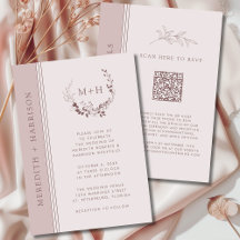 Roze Gouden Blush Monogram QR Code Trouwdag