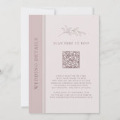 Roze Gouden Blush Monogram QR Code Trouwdag Kaart (Achterkant)