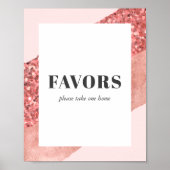Roze Gouden, Blush & Paillette Bruiloftsfeest Favo Poster (Voorkant)